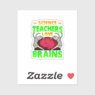 Lehrer Gehirne Skeleton Hand Herz Halloween Aufkleber