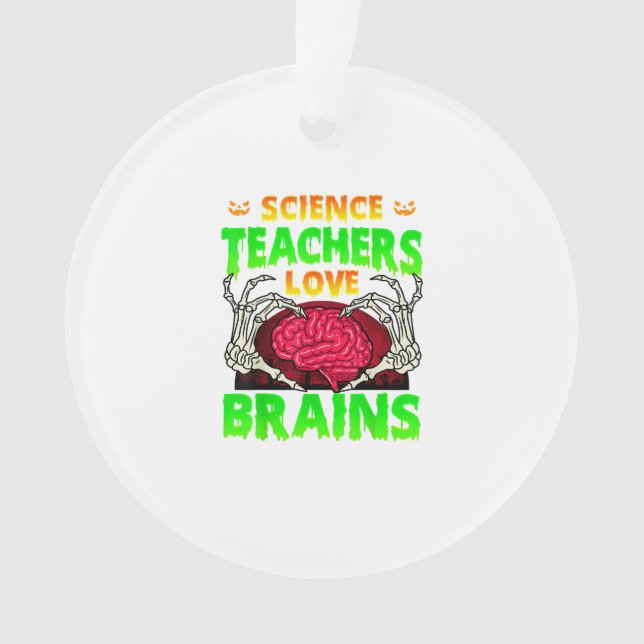 Lehrer Gehirne Skeleton Hand Herz Halloween Ornament (Vorderseite)