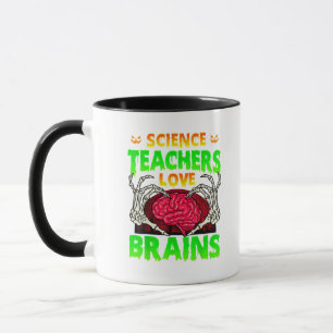 Lehrer Gehirne Skeleton Hand Herz Halloween Tasse