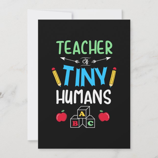 Lehrer Geschenklehrer Tiny Humans Einladung (Vorderseite)