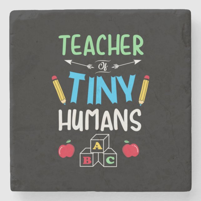 Lehrer Geschenklehrer Tiny Humans Steinuntersetzer (Vorderseite)