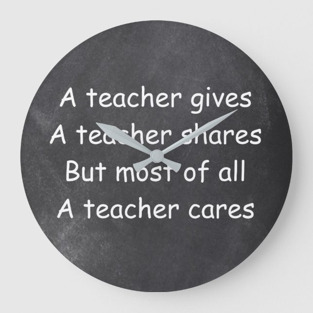 Lehrer gibt Shares Chalkboard Geschenkidee Große Wanduhr (Vorderseite)
