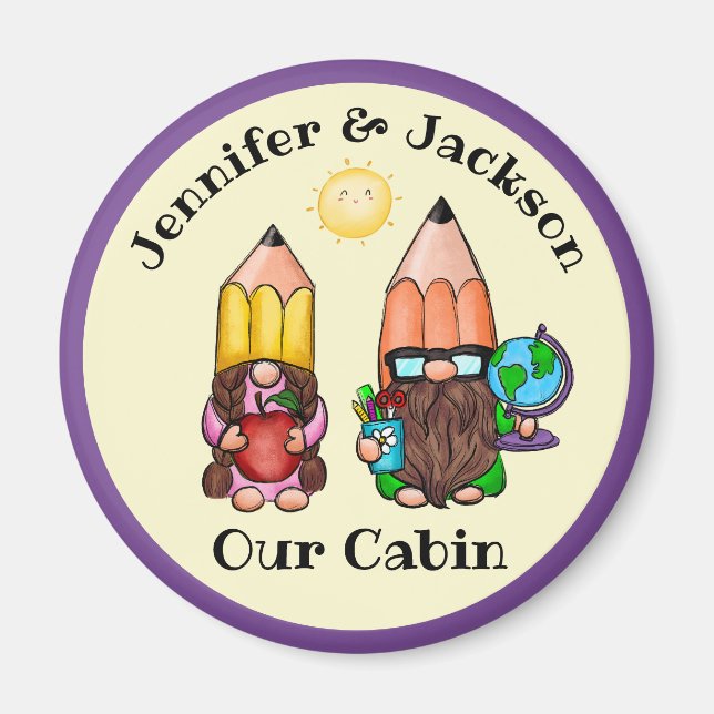 Lehrer Gnome Couple Cruise Door Marker Magnet (Vorne)