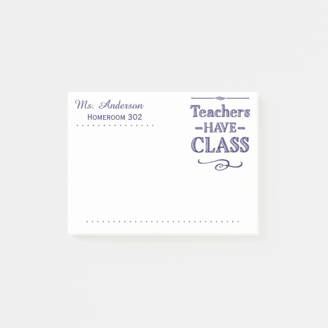 Lehrer haben Klassen-Blau und Weiß Post-it Klebezettel (Vorderseite)