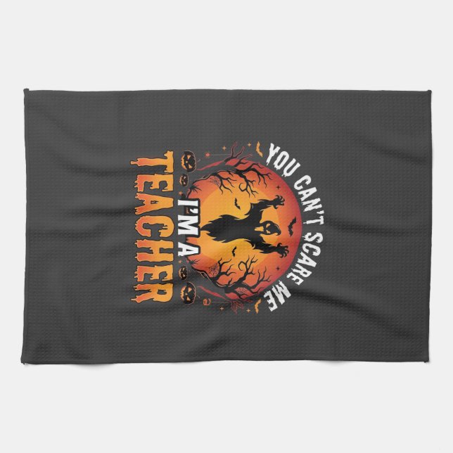 Lehrer Halloween Gruseliger Geist Lehrer Design_1 Geschirrtuch (Horizontal)
