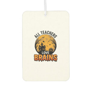 Lehrer Halloween Liebe Gehirne Vintage Design_1 Autolufterfrischer