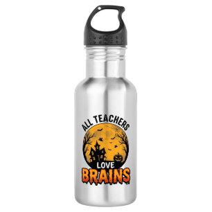 Lehrer Halloween Liebe Gehirne Vintage Design_1 Edelstahlflasche