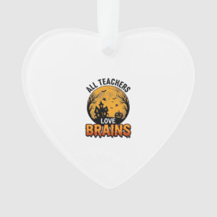Lehrer Halloween Liebe Gehirne Vintage Design_1 Ornament