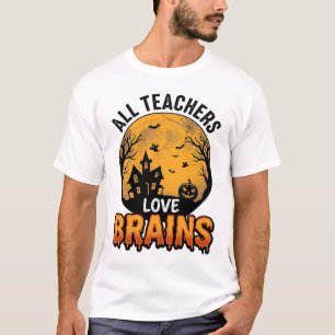 Lehrer Halloween Liebe Gehirne Vintage Design_1 T-Shirt