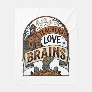 Lehrer Halloween-Shirt Lehrer lieben Gehirne_1 Fleecedecke