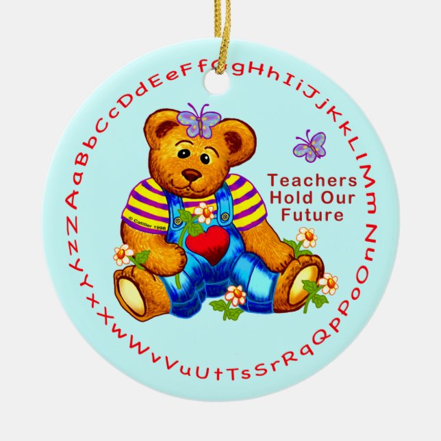 Lehrer halten Zukunft Keramikornament (Vorne)