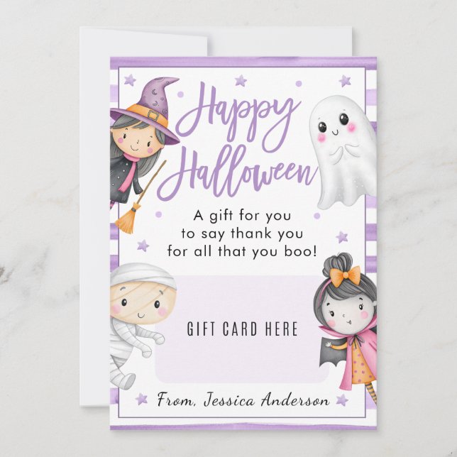 Lehrer Happy Halloween Coffee Geschenkkartenhalter Einladung (Vorderseite)