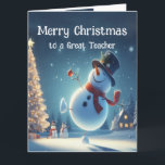 Lehrer Happy Snowman Hot Chocolate Weihnachten Karte<br><div class="desc">Niedlich Happy Snowman Hot Chocolate Weihnachten für Ihren Lehrer. Tolle Karte zum Hinzufügen mit einer Tasse heißen Kakaos</div>