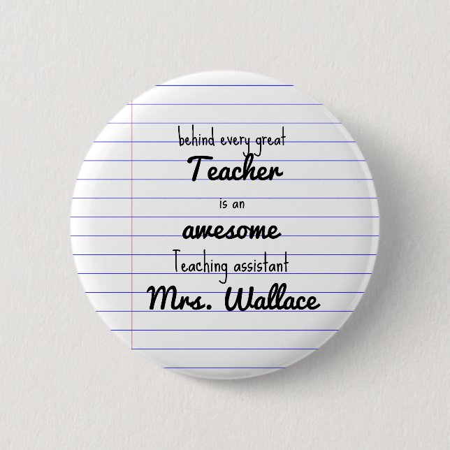 Lehrer Hilfe Tasche Lehrassistent TA Button (Vorderseite)