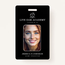 Lehrer-ID-Abzeichen | Minimalistisch Schwarz Ausweis