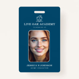 Lehrer-ID-Abzeichen | Minimalistisches Blau Ausweis
