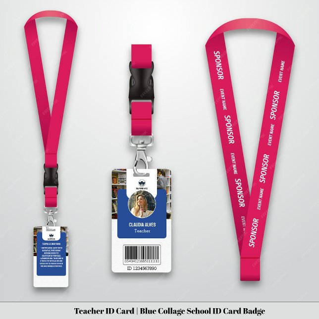 Lehrer-ID-Karte | Blue Collage School ID Card Ausweis (Teacher ID Card | Blue Collage School ID Card Badge)
