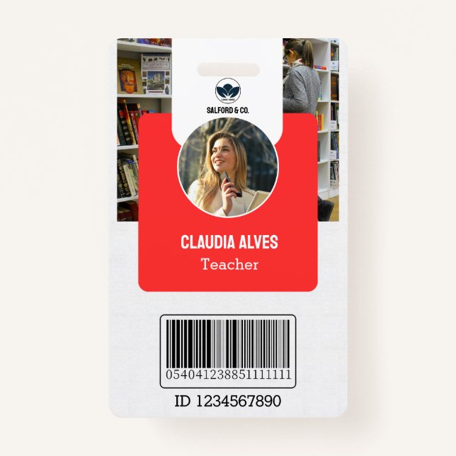 Lehrer-ID-Karte | Red Collage School ID Card Ausweis (Vorderseite)