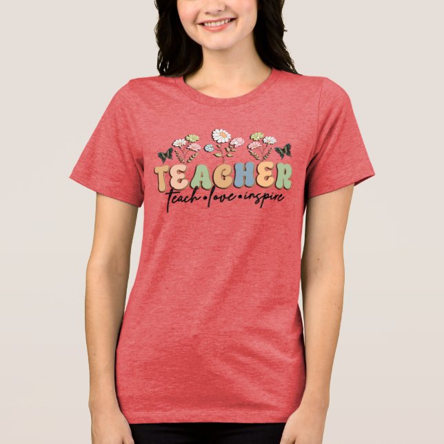 Lehrer im Retro-Stil Tri-Blend Shirt (Vorderseite)