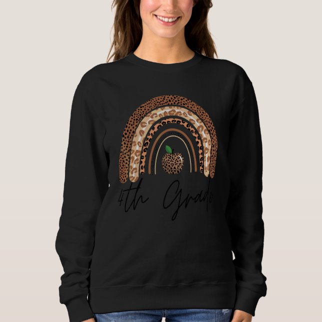 Lehrer(in) der 4. Klasse Leopard Regenbogen Ernted Sweatshirt (Vorderseite)
