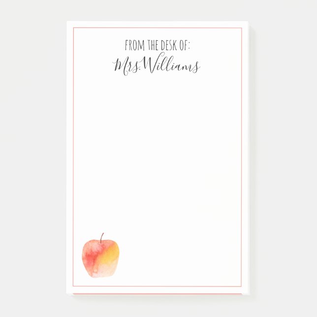 Lehrer Individuelle Name Geschenk Wasserfarben App Post-it Klebezettel (Vorderseite)