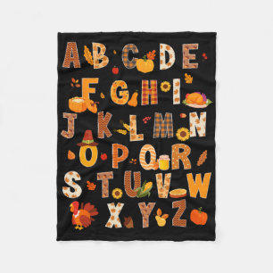 Lehrer Kids Alphabet Türkei Pumpkin Herbst Danke Fleecedecke