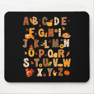 Lehrer Kids Alphabet Türkei Pumpkin Herbst Danke Mousepad