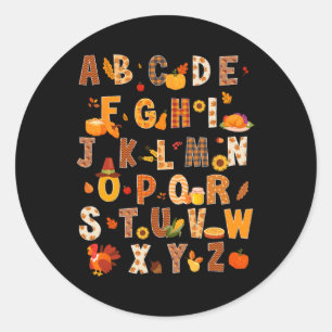 Lehrer Kids Alphabet Türkei Pumpkin Herbst Danke Runder Aufkleber