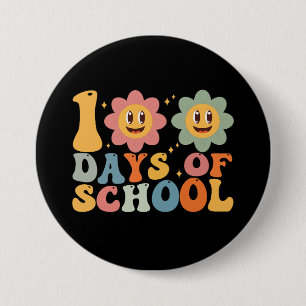 Lehrer Kinder Retro Groovy 100 Tage Schule  Button