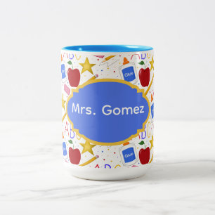 Lehrer Klassenzimmer Apfel Stift Kleber ABC Radier Zweifarbige Tasse
