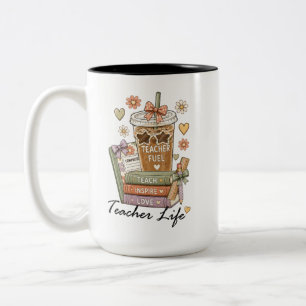Lehrer Kraft Kaffee Bücher Lehrer Leben Zweifarbige Tasse