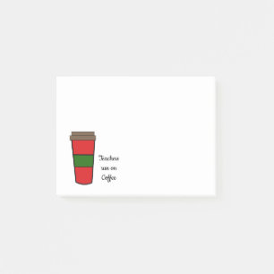 Lehrer laufen mit Kaffee Post-it Klebezettel