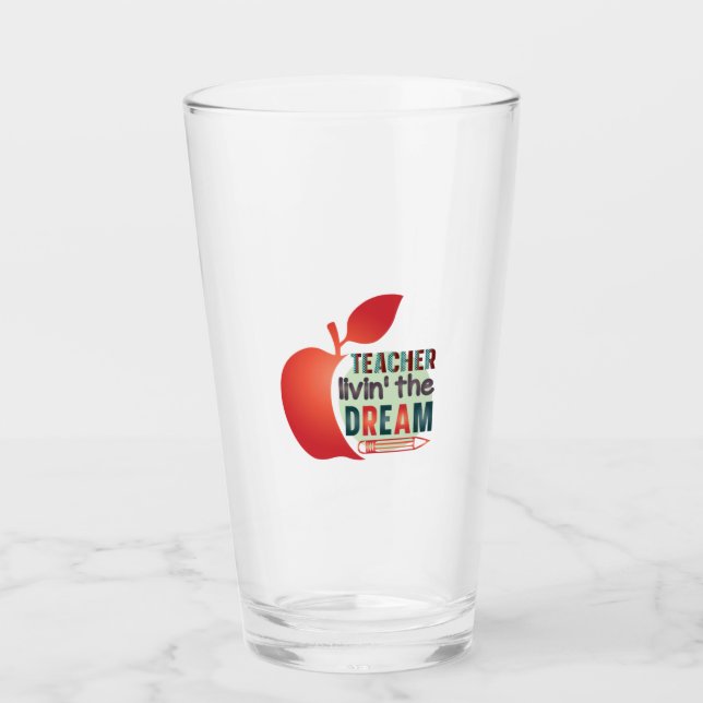Lehrer lebe den Traum Glas (Vorderseite)