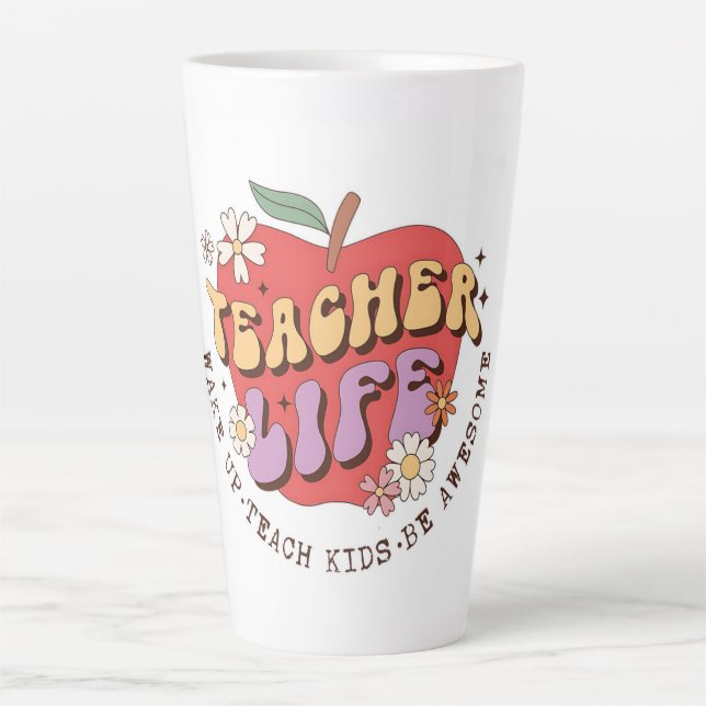 Lehrer Leben - Geweckt, unterrichten, Inspiriert Milchtasse (Vorderseite)