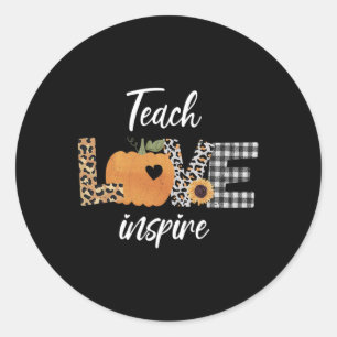 Lehrer Lehre Liebe Inspirierte Herbst Pumpkin Herb Runder Aufkleber