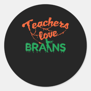 Lehrer Liebe Gehirn Halloween Cool School Zombie Runder Aufkleber