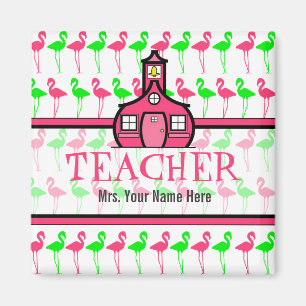 Lehrer-Magnet-- rosa u. grünes Flamingo-Muster Magnet