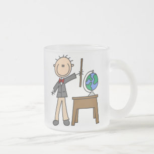 Lehrer mit Globus Mattglastasse