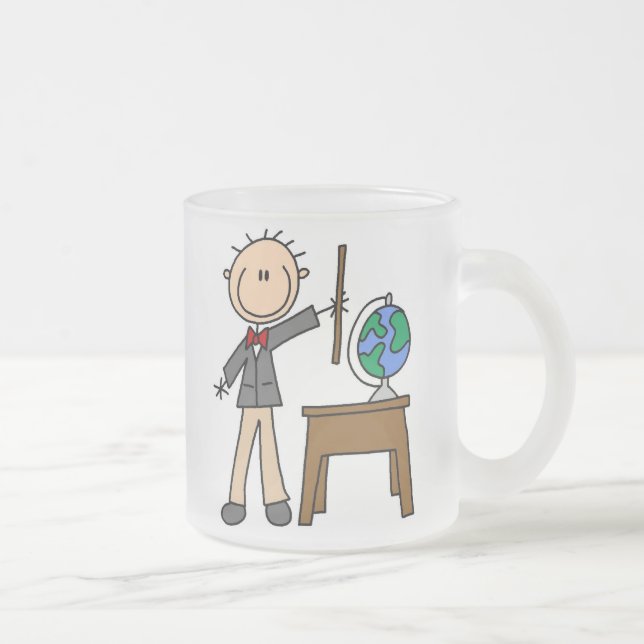 Lehrer mit Globus Mattglastasse (Rechts)