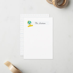Lehrer Mitteilungskarten Stationery Niedlich Globe