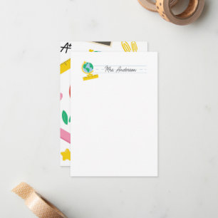 Lehrer Mitteilungskarten Stationery Niedlich Globe