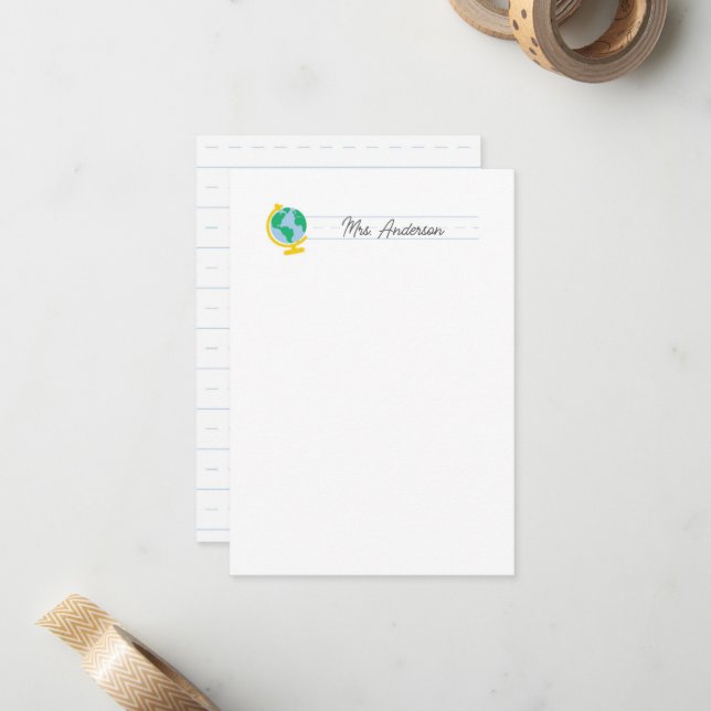 Lehrer Mitteilungskarten Stationery Niedliche Welt (Vorderseite/Rückseite Beispiel)