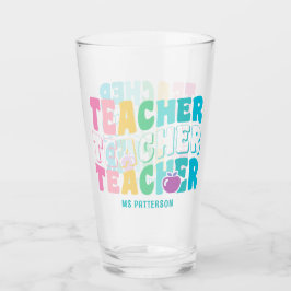 Lehrer Moderne Regenbogenfarben Personalisierter N Glas