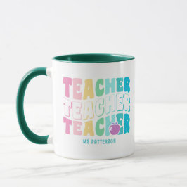 Lehrer Moderne Regenbogenfarben Personalisierter N Tasse