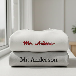 Lehrer Moderne Schrift Ehefrau Ehemann Hochzeit Besticktes Sweatshirt