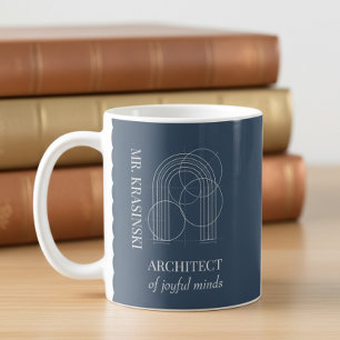 Lehrer Name Architekt der fröhlichen Geister Blau Kaffeetasse