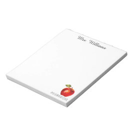 Lehrer Name Schule Wasserfarbe Red Apple Notizblock