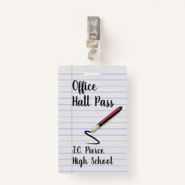 Lehrer Notebook Paper School Hall Pass Abzeichen Ausweis