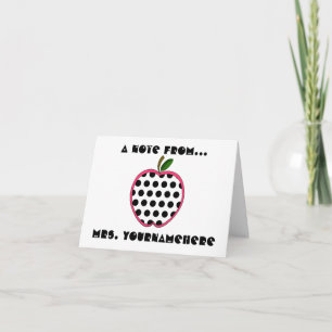 Lehrer Notecard - Polka Dot Apple Karte