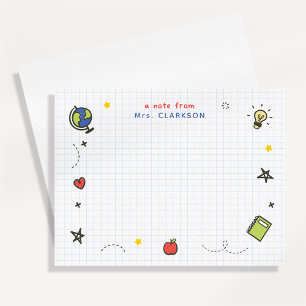 Lehrer Notizbuch Papier Raster Klassenzimmer Schul Mitteilungskarte